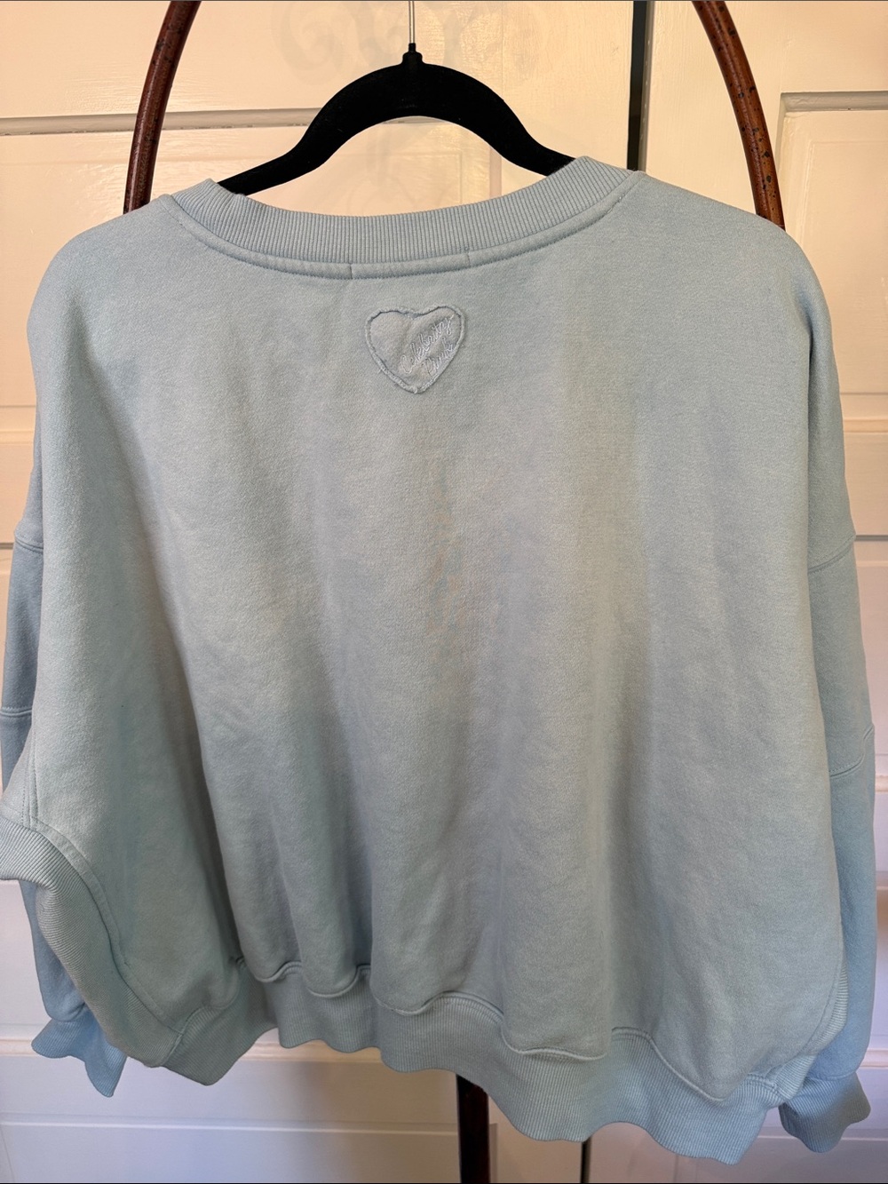 Oversized Washed Blue Crewneck Sweatshirt Soft Boxy Cozy Lounge M/L - Picture 3 of 10